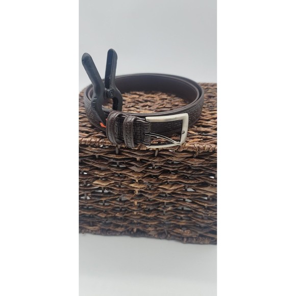 Brown Genuine men's SZ 46 casual Bonded and Manmade Leather Belt (1800) - Picture 1 of 6